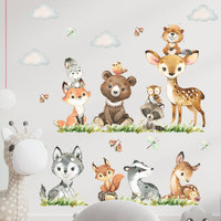 Pegatinas de Pared de PVC Impermeables con Dibujos Animados 3D de Animales del Bosque, Calcomanías con Acabado Mate para la Habitación de Bebés y Niños, Decoración del Hogar