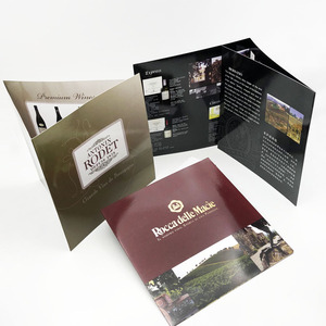 Brosur Lipat Dua Kustom untuk Wine, Kertas Kraft, Laminasi Gloss, Cetak Digital, Promosi Minuman - Product Image 2