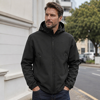 Chaqueta Softshell Negra con Capucha, Impermeable, Elástica, Uniforme para Exteriores, Personalizable para Hombre y Mujer, Tallas S-5XL, Venta al Por Mayor de Fábrica