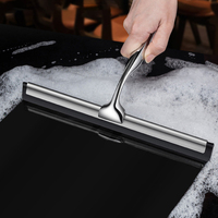 Raclette de nettoyage noire en silicone et acier inoxydable pour salle de bain et voiture