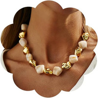 Collares de Joyería de Moda Vintage, Collar llamativo de bolas de cuentas doradas gruesas con dije de resina acrílica, Joyería Irregular