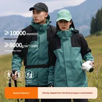 Nouvelle veste décontractée d'automne 3-en-1 imperméable, coupe-vent, chaude et respirante avec applications lapin, unisexe, col montant, fermeture éclair sur le devant