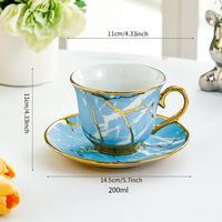 Tasse à café en céramique de luxe en gros avec anse et soucoupe, élégant ensemble de tasses à thé en porcelaine pour le thé de l'après-midi, tasses et soucoupes en vrac