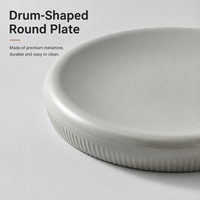 Assiette à dîner en mélamine au design contemporain, gris mat, forme de baril, résistante aux chocs, passe au lave-vaisselle, écologique, pour hôtel, banquet