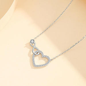 Wholesale High Quality Ribbon Charm <b>Infinity</b> Love Knot Heart Crystal Necklace Jewelry for Women - Product Image 5