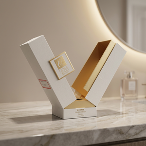 Custom High Quality Luxury Fancy Cosmetic Packaging Art Paper <b>Square</b> Rigid Perfume Gift Box Double Door Open Matt Lamination UV - Product Image 2