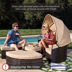 Heavy Duty 180 cm Luxury Pool Portable Camping Folding Banquet Patio Rattan Daybed for Backyard - Product Image 5