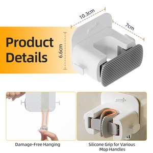 Wall Mount Lau Chổi chủ Heavy Duty nhựa Organizer Rack cho công cụ làm sạch lưu trữ - Product Image 2