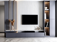 Beliebtes Minimalistisches TV-Möbel aus Sperrholz mit Abgerundeten Ecken, Wandregal und Geräuschlosen Schubladen für Städtische Wohnungen