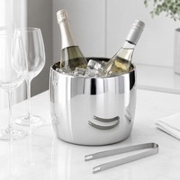 KINNO Seau à glace en acier inoxydable Art Déco moderne avec pinces, durable, 2380,5 ml, fait main, pour la maison, l'hôtel, le bar, les fêtes, le service de table