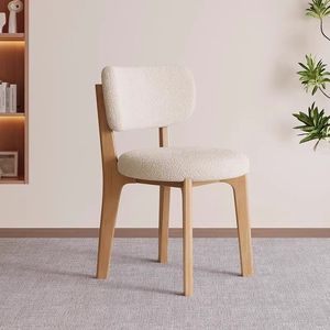 Silla de Comedor Nórdica Crema Retro Wabi-Sabi de Madera Maciza con Cojín de Tela, Disponible <span class=keywords><strong>en</strong></span> Varios Colores para Hogar, Cafetería, Restaurante L097 - Product Image 3