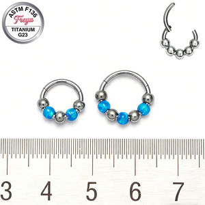 Pendientes de <span class=keywords><strong>Aro</strong></span> de Titanio G23 de Diseño para <span class=keywords><strong>Mujer</strong></span>, con Esfera de Ópalo para Piercings de Nariz, Rook, Daith, Labret y Joyería Corporal al por Mayor - Product Image 4