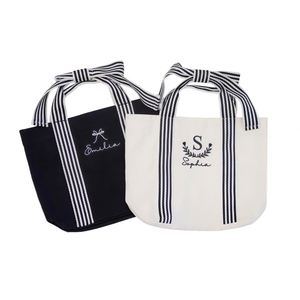 Custom Name Casual Canvas Square <b>Tote</b> <b>Bag</b> Personalized Embroidered <b>Initial</b> Shoulder Purse Top Snap Closure Summer Vacation - Product Image 1