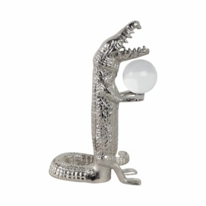 Statuetta di coccodrillo in metallo e vetro, ornamento per la casa, bagno, ufficio, soggiorno, scultura costiera - Product Image 3