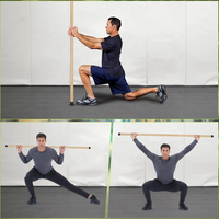 Wellshow Sport Bambou Bâton de yoga Bâton d'exercice Bâton d'étirement avec extrémités antidérapantes Cheville d'exercice pour la physiothérapie