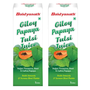 Venta caliente Premium Baidyanath Giloy Papaya Tulsi Juice 1L Alimentos cultivados salvajes Envase de plástico envasado Fabricante indio - Product Image 3