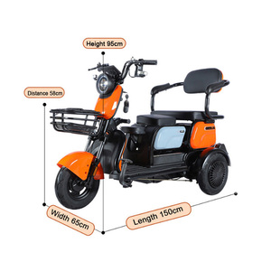 Triciclo Eléctrico para Adultos, Scooter de 3 Ruedas, Triciclo Naranja para Pasajeros con Canasta, Asiento y Reposabrazos - Product Image 6