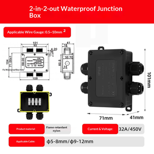 2-in-2-out IP68 <b>Waterproof</b> Junction <b>Box</b> 71x41x101mm Flame-retardant Nylon Cable Enclosure 32A 450V Terminal <b>box</b> - Product Image 2