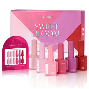 Ensemble de vernis gel BIN 6 pièces 12 ml avec nuancier, collection Sweet Bloom pour la Saint-Valentin, flacon de la même couleur, kit de vernis gel UV pour <span class=keywords><strong>ongles</strong></span> - Product Image 1
