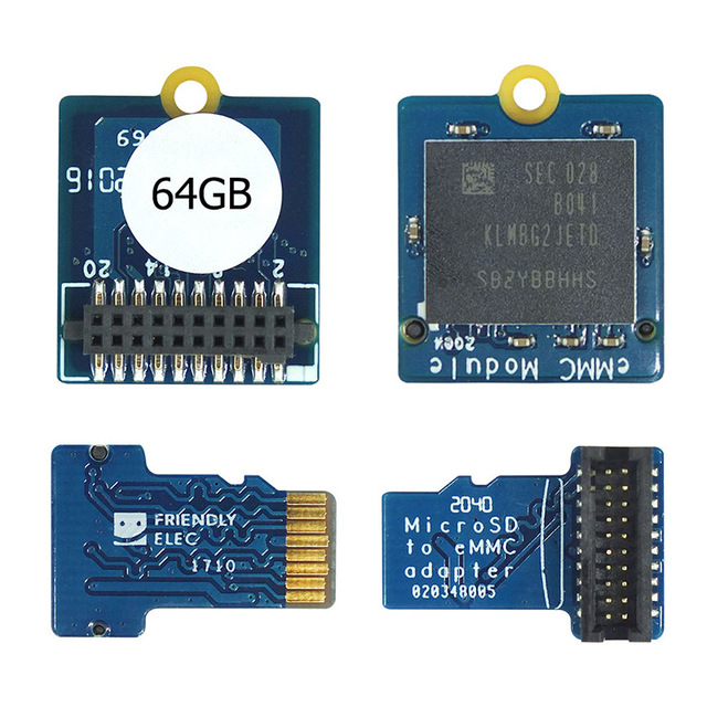 EMMC Module 8GB/16GB/32GB/64GB Flash Compatible with Nanopi M4 NEO4 M4V2 PCB Mounting General Purpose