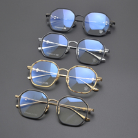 CHARMLIBRARY Monturas de Gafas Octogonales Talladas en Plata y Oro, Personalizadas, Unisex, Elásticas, con Estampado de Piloto, Transparentes, de Aro Completo