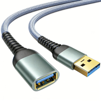 Cable USB 3.0 Macho a Hembra, Cable de Extensión USB 3.2 Personalizado, 3.2 5Gbps 1m 2m 3m, Cable de Extensión USB Macho a Hembra con Trenzado de Nailon