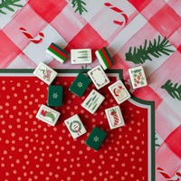 Tapete de Mahjong Americano de Lujo a Cuadros Rojos y Verdes, Superficie de Neopreno Premium de 33 Pulgadas, Borde Cosido de 3mm, Impermeable, para Fiestas