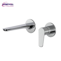 Robinet de lavabo mural Sembowell moderne en acier inoxydable, finition noir mat, robinets de lavabo pour salle de bain, installation à deux trous