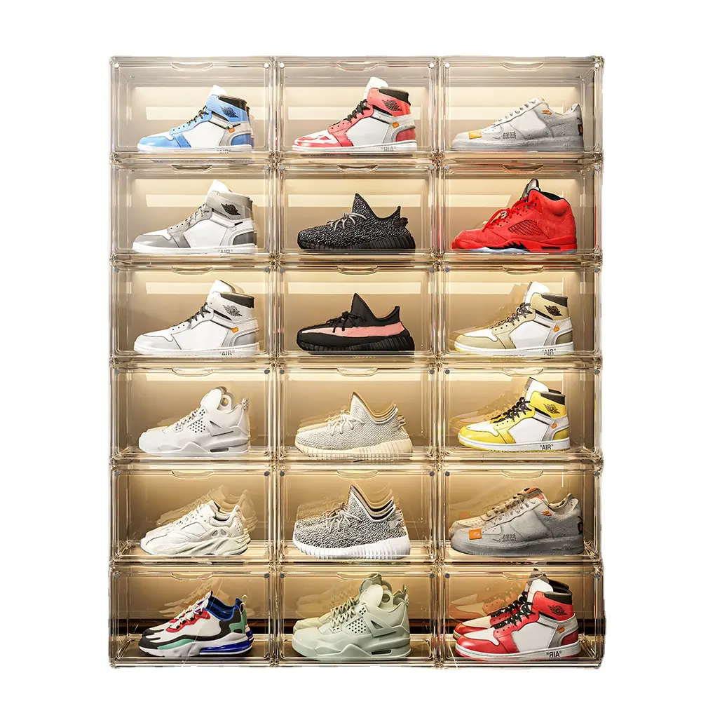 Modern Clear Acrylic Foldable Shoe Display Box Magnetic Shoes Sneaker Storage Containers for Bags Books
