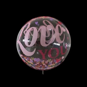 Palloncini Bobo Stampati di Grandi Dimensioni con Lettere d'Amore, Fiori Cartoon, Palloncini Trasparenti per San Valentino, <span class=keywords><strong>Compleanno</strong></span>, Palloncini in PVC da 18 Pollici con Apertura Larga - Product Image 2