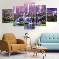 5 pièces/ensemble, affiches d'art sur toile encadrée en bois, impressions, paysages naturels modernes, décoration murale pour la chambre à coucher, décoration de salon