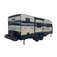 Caravane de voyage tout équipée pour 2 personnes, avec douche, construction en aluminium XPS, double essieux, mobile, pour le camping en plein air.