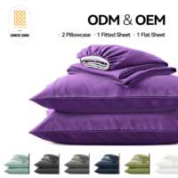 Draps en tissu de bambou et polyester, ensemble de draps rafraîchissants pour lit Queen, draps et taies d'oreiller d'hôtel, 4 pièces, poches profondes de 16 pouces