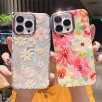 cute pink girl customize imd flower electroplating camera cover transparent thin mobile phone bags for iphone 13 cases