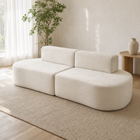 Canapé d'angle moderne en tissu rembourré en éponge, design capitonné, doux, durable, facile d'entretien, luxe, couleur crème