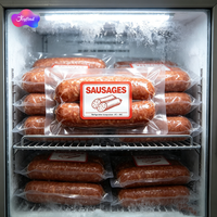 Autocollants en vinyle personnalisés, imperméables, résistants au congélateur, étiquettes imprimées CMYK pour saucisses avec formes personnalisées