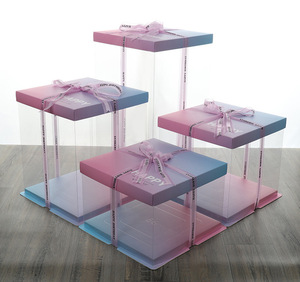 IMEE Sfumatura di Colore Trasparente di Plastica Fancy 4 6 8 10 <span class=keywords><strong>12</strong></span> pollici Torta Scatola Quadrata <span class=keywords><strong>Alto</strong></span> Contenitore di Imballaggio Della Torta Di Compleanno - Product Image 2
