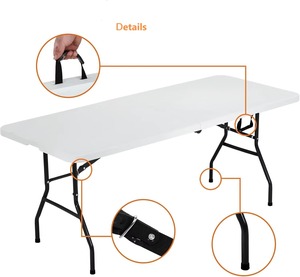 6ft Folding <strong>Tables</strong> Outdoor Rectangle <strong>Table</strong> HDPE <strong>Foldable</strong> Party Dining Rental Plastic Portable Camping <strong>Table</strong> - Product Image 3