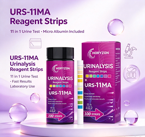 Strisce Reattive <span class=keywords><strong>per</strong></span> Analisi Urinaria URS-11MA, 11 Parametri, Screening Renale <span class=keywords><strong>per</strong></span> Microalbuminemia, Infezioni Urinarie, <span class=keywords><strong>Diabete</strong></span>, Salute Epatica, 100 Strisce, Certificato CE - Product Image 1