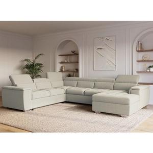 Divano letto estraibile <span class=keywords><strong>a</strong></span> U del produttore 2026 con contenitore e poggiatesta convertibile in velluto <span class=keywords><strong>a</strong></span> coste spesso - Product Image 1