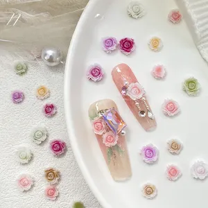 New 50pcs/bag Resin Rose Flower Accessories For Nail Art Decoration 3D Beauty Gradient Color Nail Charms