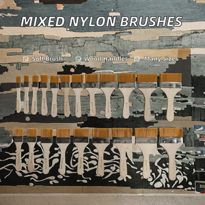 Pinceaux en nylon de différentes tailles Weizhuang avec manches en bois pour peintures acryliques, huiles, <span class=keywords><strong>vernis</strong></span> et aquarelles - Product Image 3
