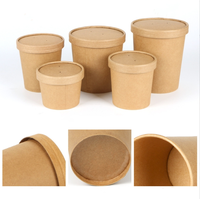Récipient alimentaire jetable marron étanche personnalisé 8 12 16 24 32 oz tasses à soupe salade de nouilles bol en papier kraft avec couvercle