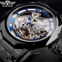 Montre sport chronographe mécanique pour homme, boîtier en alliage, cadran en verre minéral, bracelet en acier inoxydable, fermoir caché