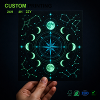 Autocollants muraux personnalisés phosphorescents étoiles et lune lumineuses pour chambre d'enfant, en PVC PET Vinyle découpé, impression en gros OEM