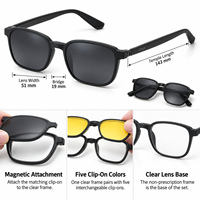 Lunettes de soleil magnétiques 5 en 1 à clipser, verres polarisés TAC, monture intégrale, légères, anti-radiation UV400, unisexes