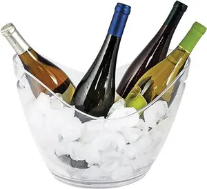 Champagne bucket for parties and drinks plastic acrylic ice bucket with scoop for cocktail bar suitable for champagne or beer bo