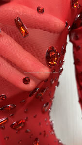 Rode Diamant Verjaardagsjurk Bling Zijsplit Rood Goud Trouwjurken Dames Avond Elegant Formeel Lange Jurk <span class=keywords><strong>Prom</strong></span> Party - Product Image 6