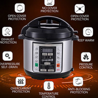 Olla a presión eléctrica, vaporera multifunción LED de 6 cuartos de galón, preajuste de 24 horas, arroz, olla de cocción lenta, calentador de vapor, multicocina