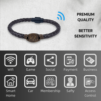 OEM/ODM Bracelet NFC 13,56 MHz pour contrôle d'accès, avec chaîne en cuir, boucle magnétique et coque de noix de coco, pour cadeau de vacances RFID